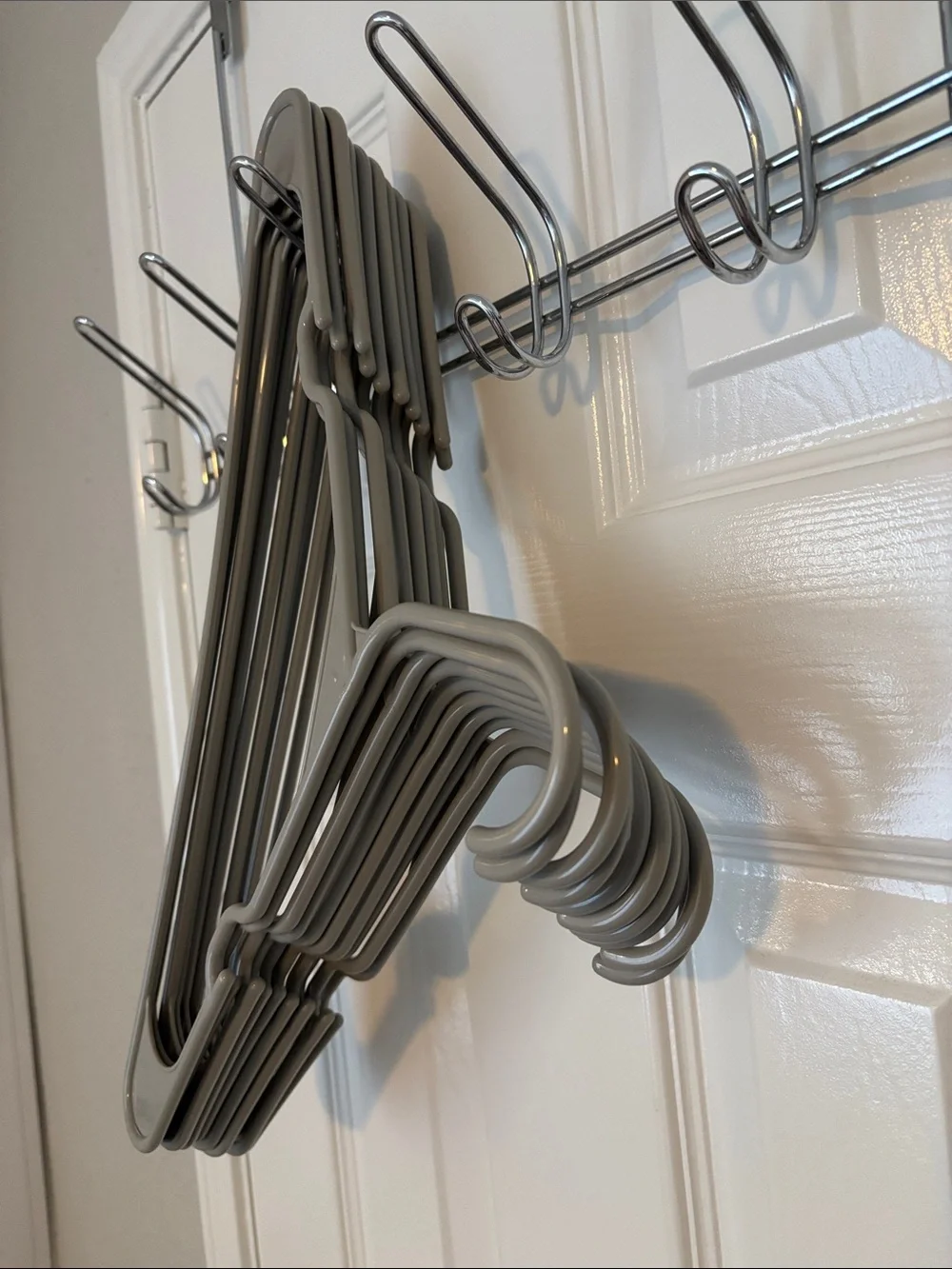 Set of Light Grey Plastic Clothes Hangers - 10 Pack